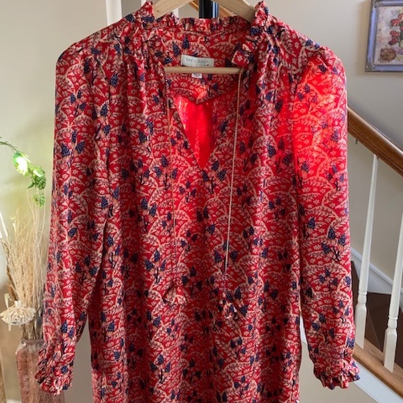 See U Soon Midi Floral Long Sleeve Dress Ruffle Collar Sleeves Size M - Picture 2 of 14